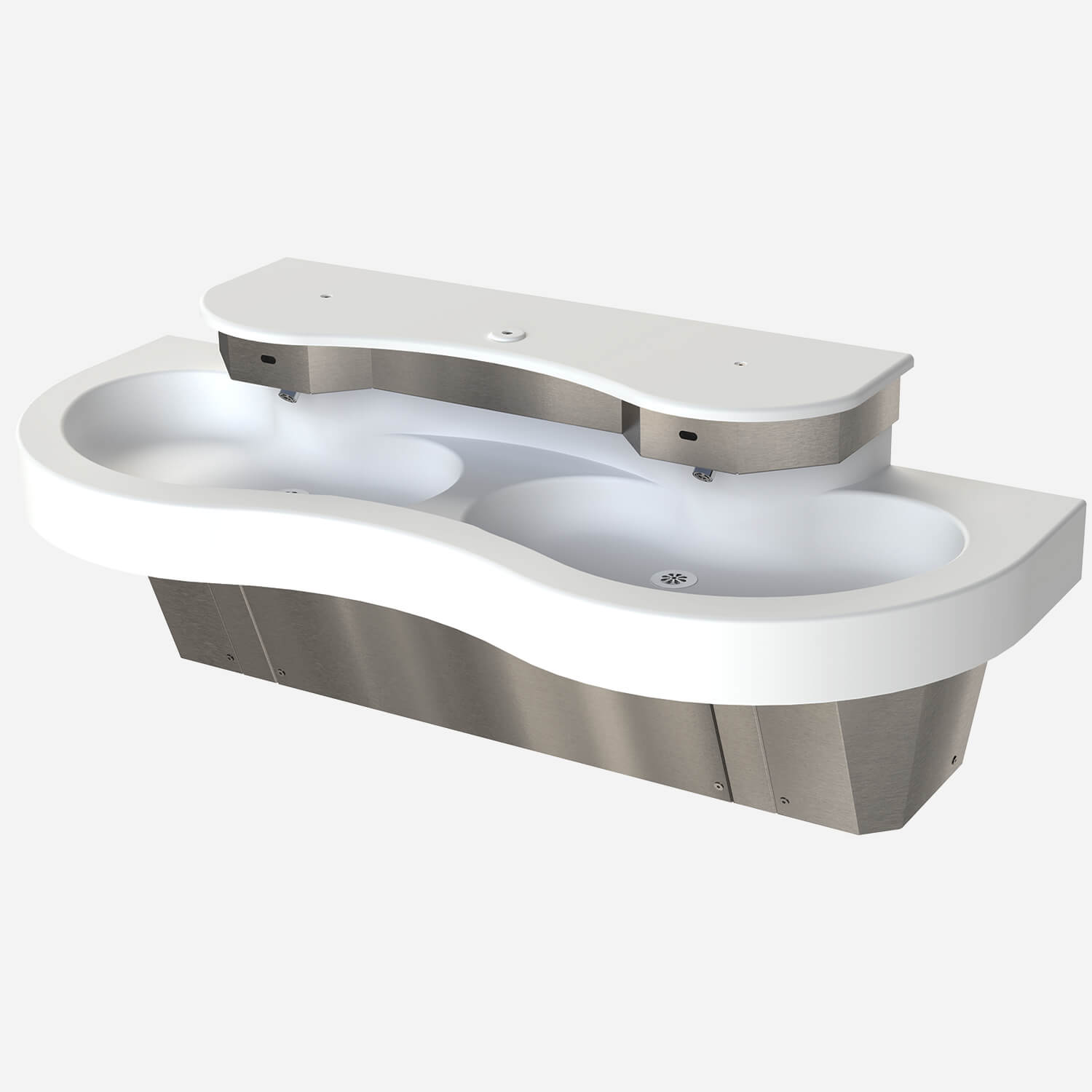 Two Station Cast Solid Surface (Corterra®) Kurve® Wash Basin