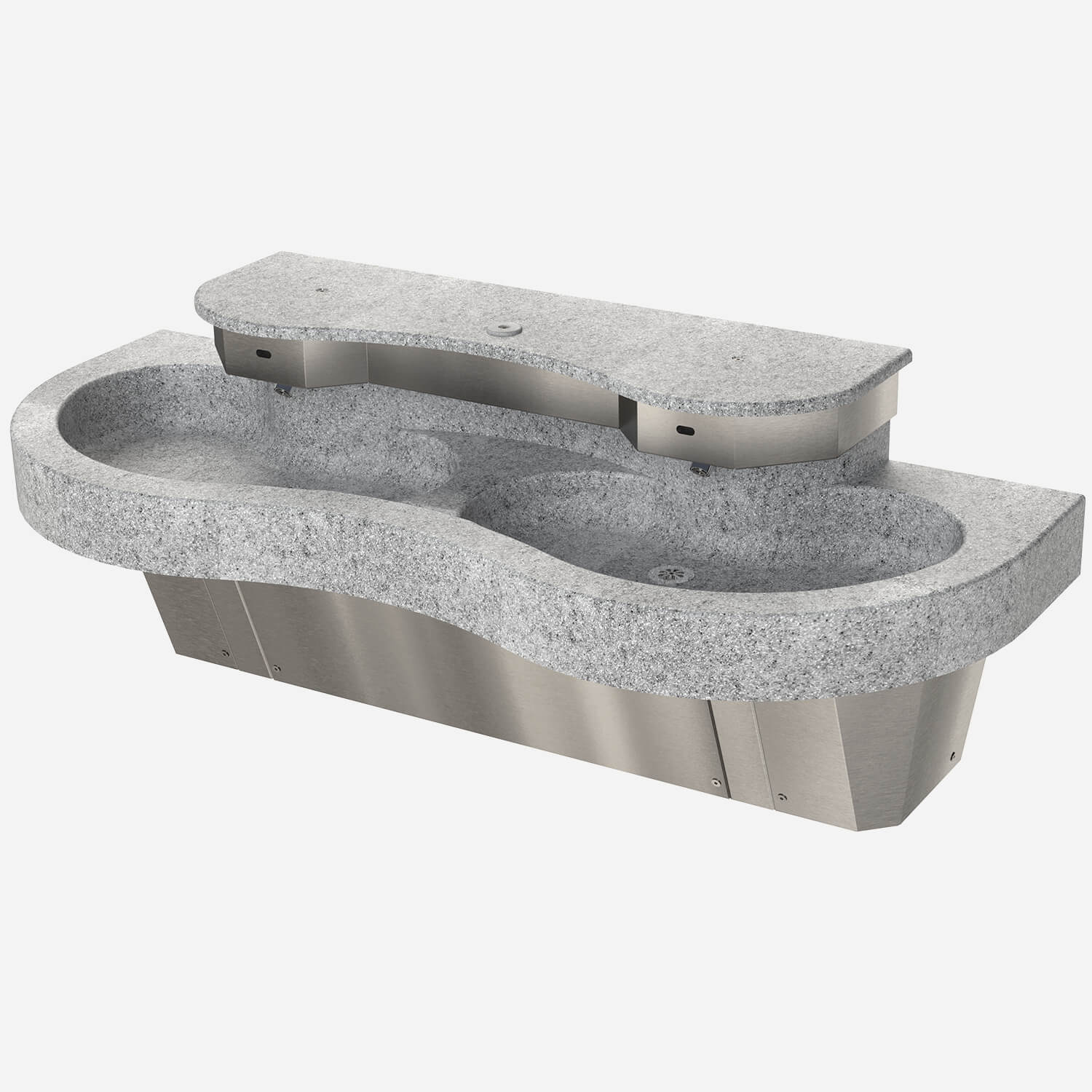 Two Station Cast Solid Surface (Corterra®) Kurve® Wash Basin