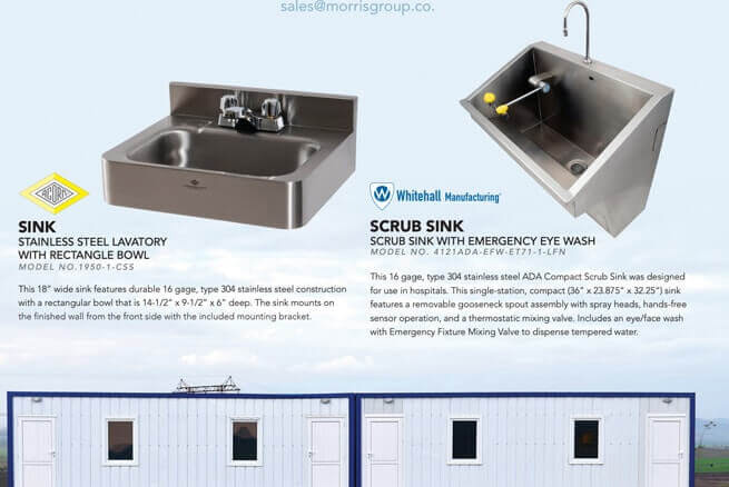 New Stainless Steel Scrub Sink With Eye/Face Wash - Whitehall Mfg